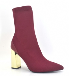 2022 Hot sale block heel short boot comfortable boot with  fllyknit upper